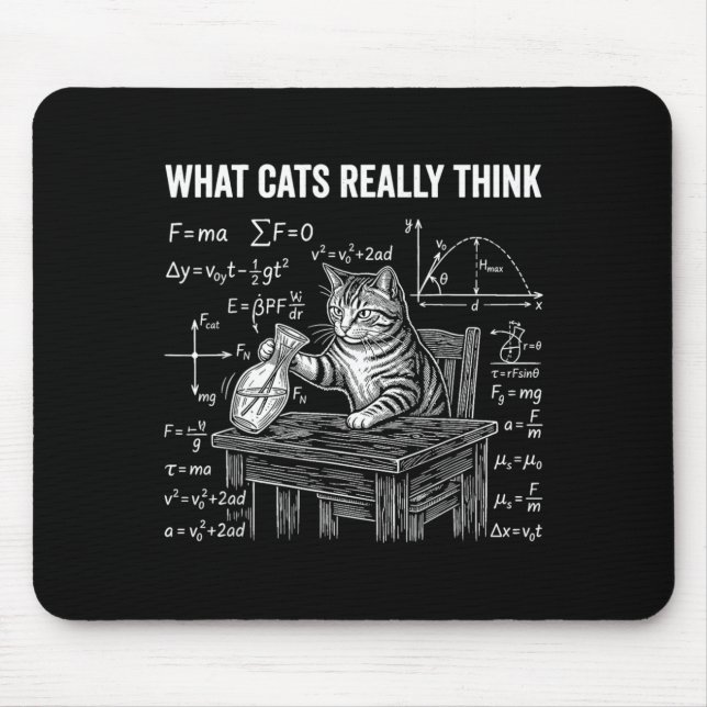 Funny Science Physics Cat Meme What Cats Think Mouse Pad (Front)