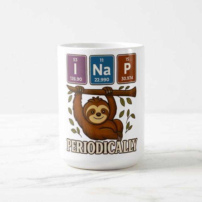 Funny Science Sloth Periodic Table Elements Shirt Coffee Mug (Center)
