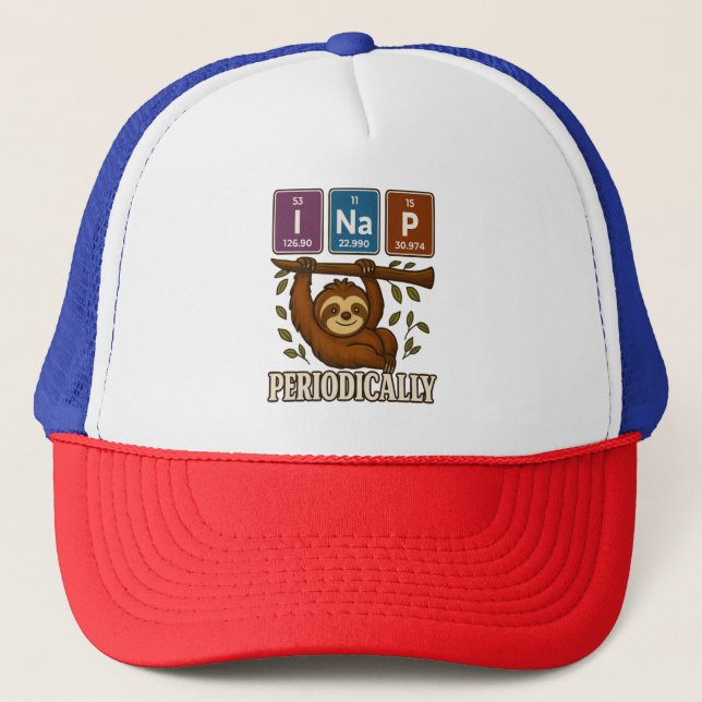 Funny Science Sloth Periodic Table Elements Shirt Trucker Hat (Front)