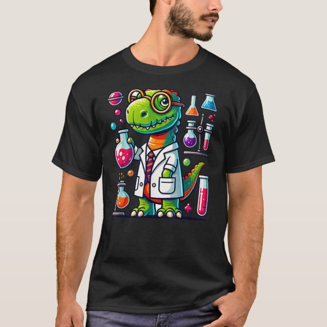 Funny Scientist Dinosaur, Smart Scientist Dino, Ki T-Shirt (Front)