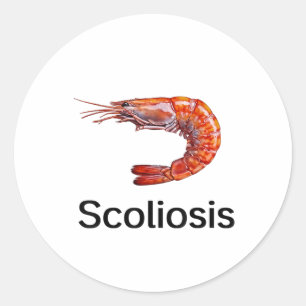 Funny Scoliosis Shrimp Classic Round Sticker
