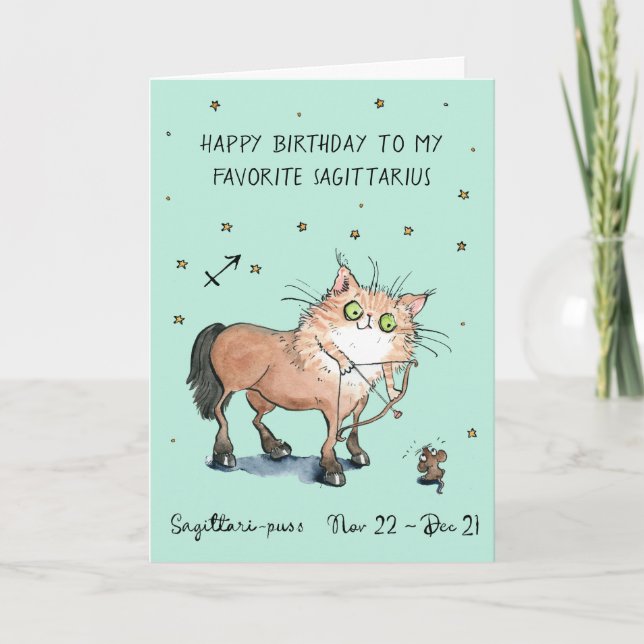 Funny Scorpio card Zodiac Cat Star sign horoscope (Front)