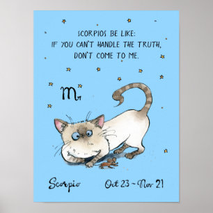 Funny Scorpio poster Zodiac Cat Star sign poster