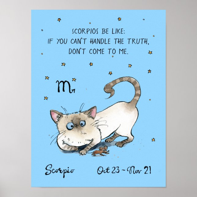 Funny Scorpio poster Zodiac Cat Star sign poster (Front)