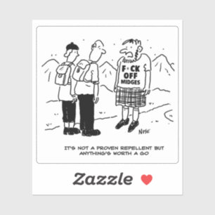 Funny Scotsman and Midges Cartoon.