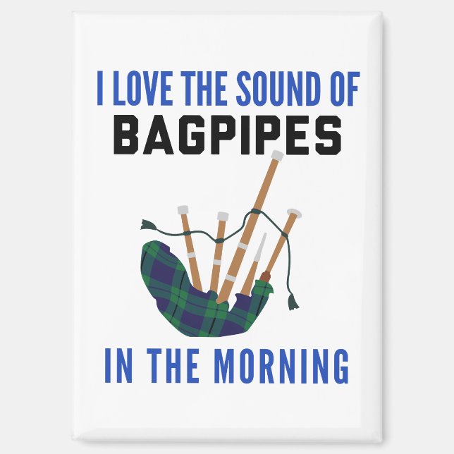 Funny Scottish Bagpipe Mug Blue Green Plaid  Magnet (Front)