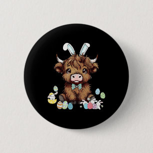 Funny Scottish Cow Easter Eggs Farmers Easter Day 6 Cm Round Badge