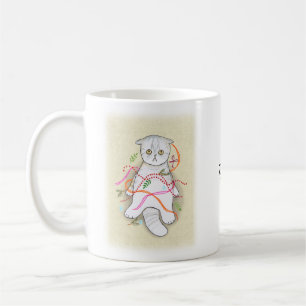 Funny Scottish fold Cat Gray tabby Christmas Gift  Coffee Mug
