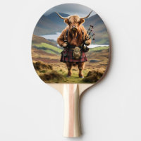 Funny Scottish Highland Cow Bagpiper,