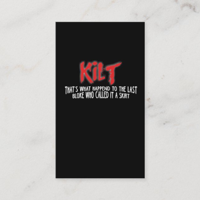 Funny Scottish Kilt T Shirt for Kilt Wearers Business Card (Front)