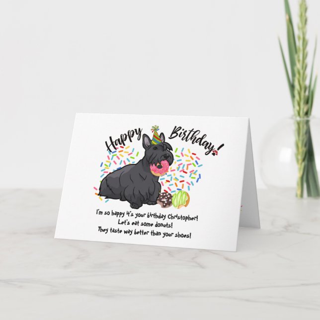 Funny Scottish Terrier Pet Dog Birthday Card (Front)