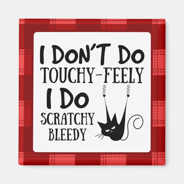 Funny Scratching Cat Cartoon Meme Magnet (Front)