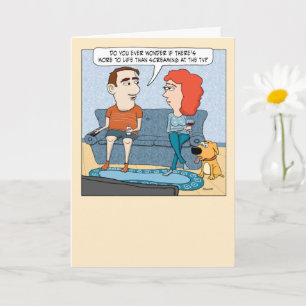 Funny Screaming at the TV Birthday Card