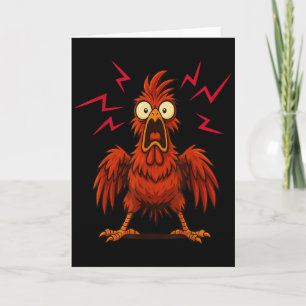 Funny Screaming Chicken Cartoon Farm Animal  Card