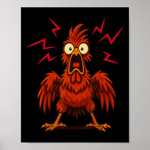 Funny Screaming Chicken Cartoon Farm Animal Poster