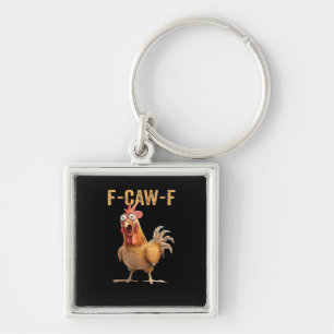 Funny Screaming Chicken F-Caw-F Joke Design Classi Key Ring