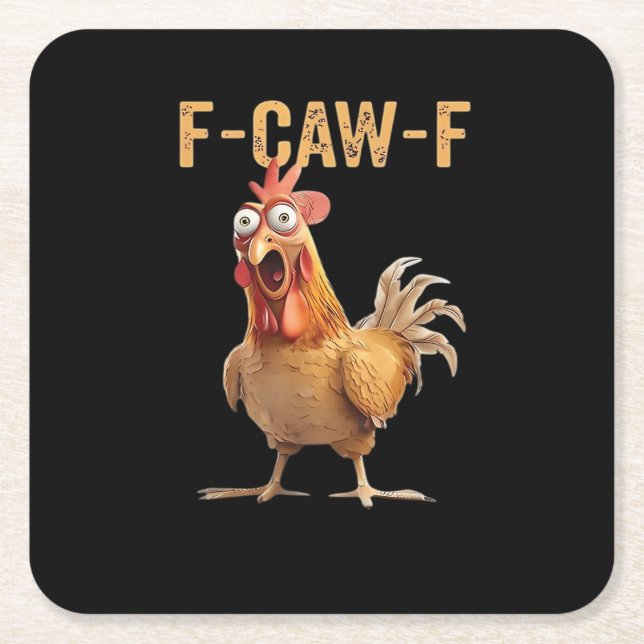 Funny Screaming Chicken F-Caw-F Joke Design Classi Square Paper Coaster (Front)