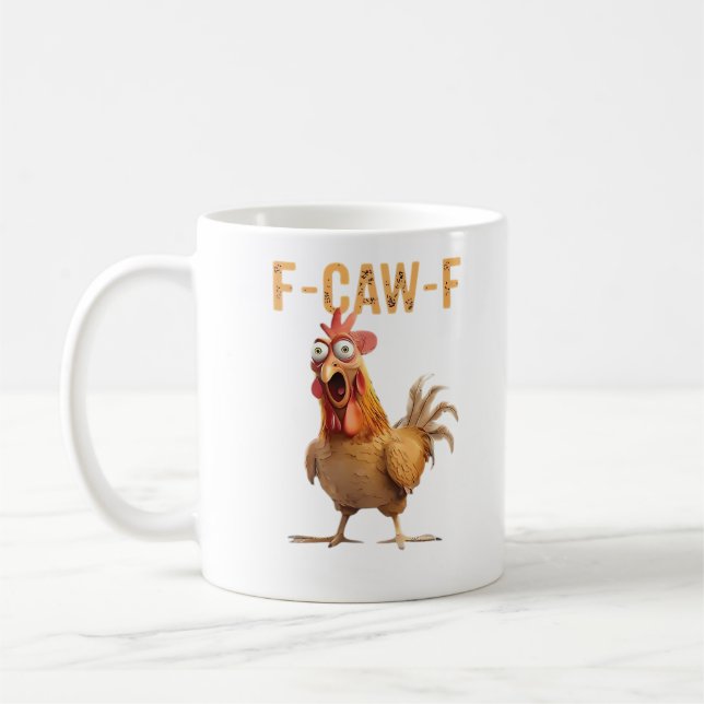 Funny Screaming Chicken F-Caw-F Joke Essential Coffee Mug (Left)