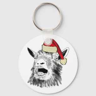 Funny Screaming Christmas Santa Goat Animal humour Key Ring