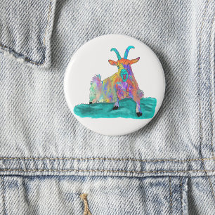Funny Screaming Goat Animal Art Painting Design 6 Cm Round Badge