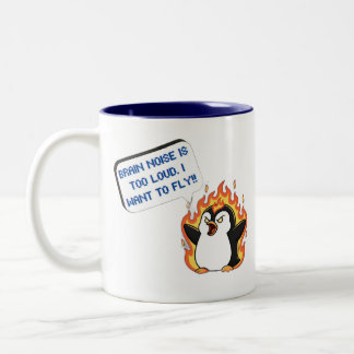 Funny Screaming Penguin Brain Noise Too Loud Coffe Two-Tone Coffee Mug