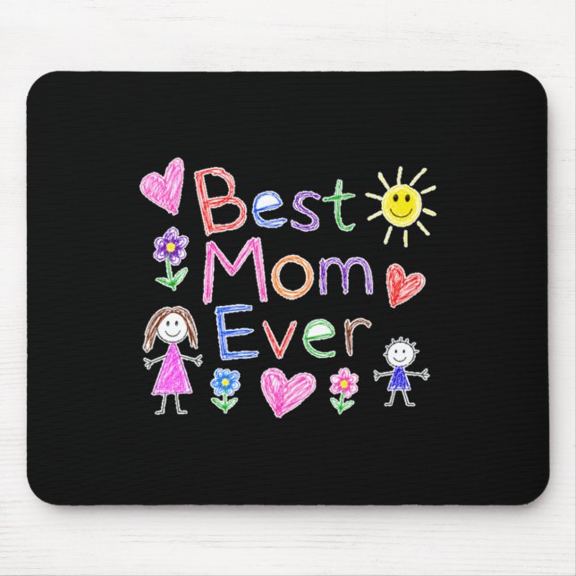 Funny Scribble Best Mum Ever Mothers Day Design Mouse Pad (Front)