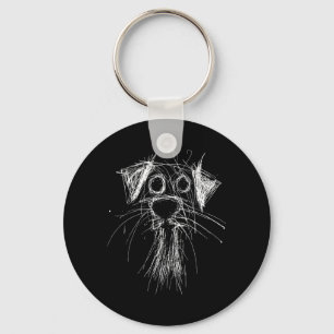 Funny Scribble Puppy Doodle Sketch Minimalist Dog Key Ring