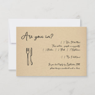 Funny Script Invitation Reply Card Insert - Kraft