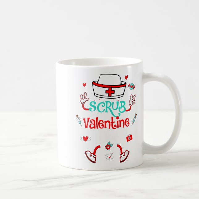 Funny Scrub Valentines Day Nurse Crew Family Group Coffee Mug (Right)