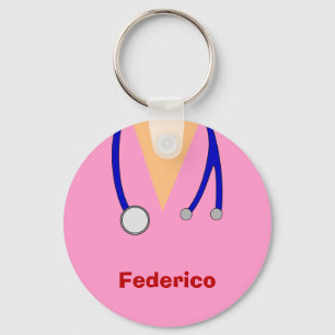 Funny Scrubs Nurses Whimsical Design Key Ring
