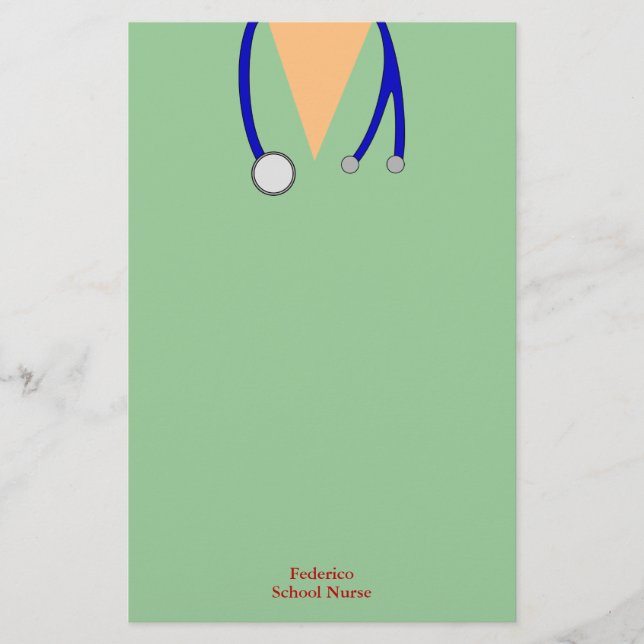Funny Scrubs Nurses Whimsical Design Stationery (Front)