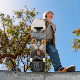 FUNNY SCRUFFY CAT SKATEBOARD DECK