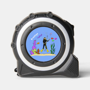 Funny scuba diver and fish sea creatures cartoon 1