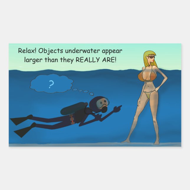 FUNNY SCUBA DIVER UNDERWATER GIRL, DIVING GIFT RECTANGULAR STICKER (Front)