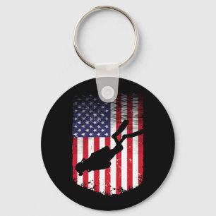 Funny Scuba Diving Art For Men Women Scuba Diver Key Ring