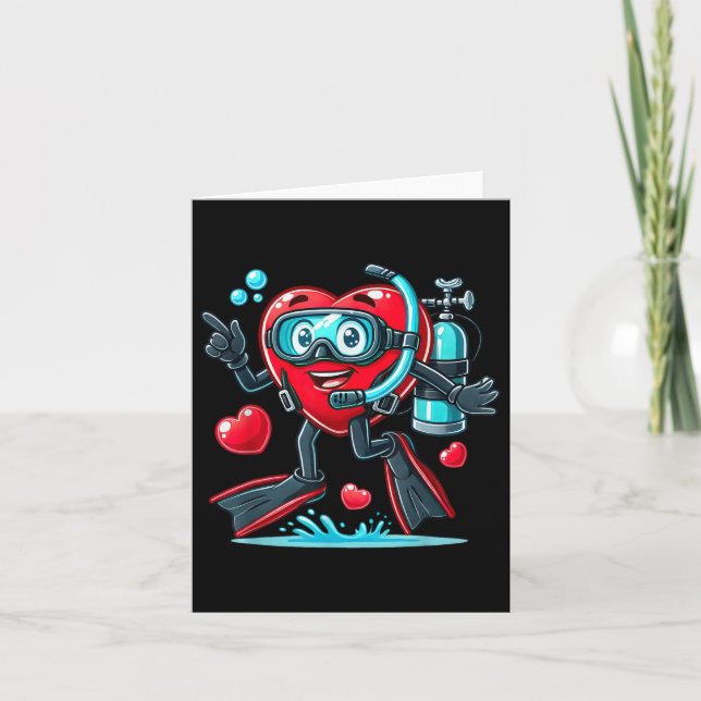 Funny Scuba Diving Heart Valentine Scuba Diving Wo Card (Front)