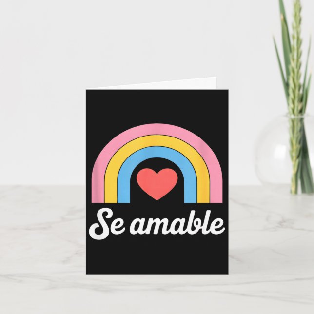 Funny se amable rainbow heart saying minimalist Fu Card (Front)