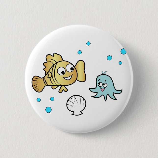 Funny sea animals 6 cm round badge (Front)