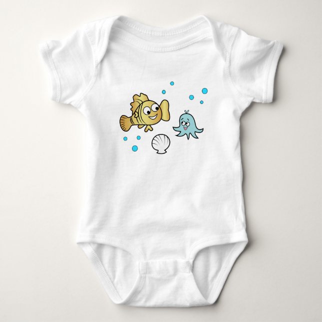Funny sea animals baby bodysuit (Front)