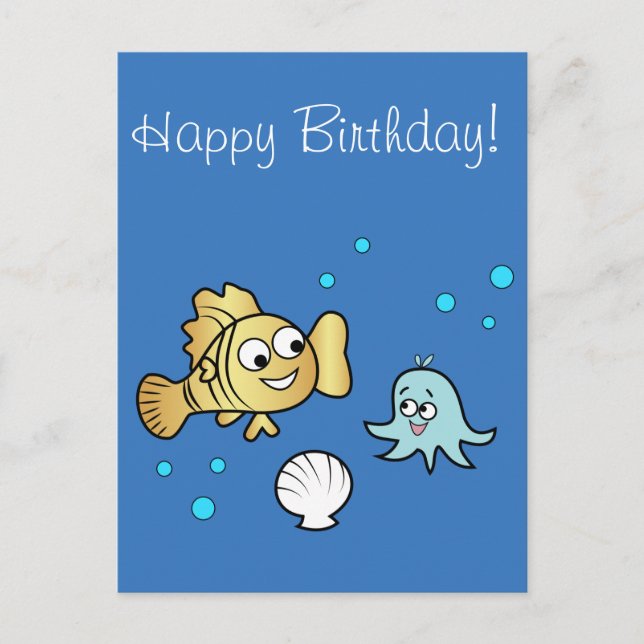 Funny sea animals postcard (Front)