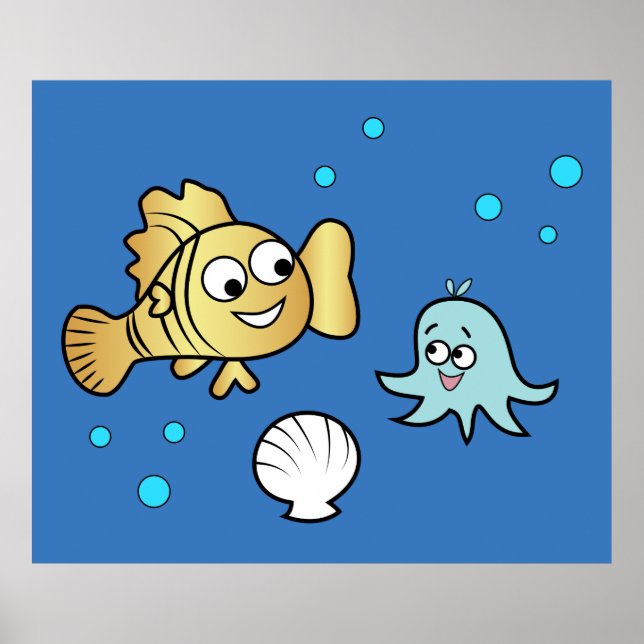 Funny sea animals poster (Front)