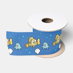 Funny sea animals satin ribbon
