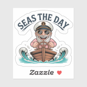 Funny Sea Captain Cartoon Seas the Day