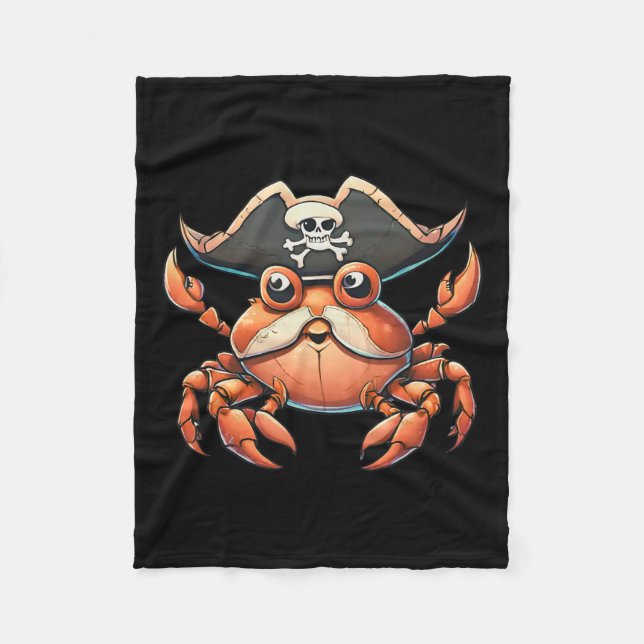 Funny Sea Creature Ocean Pirate Crab Hunting Sailo Fleece Blanket (Front)