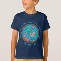 Funny sea creatures cartoon bible verse for kids