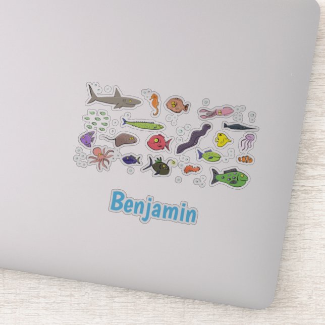 Funny sea creatures cartoon illustration (Detail)