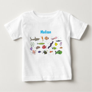 Funny sea creatures cartoon illustration baby T-Shirt