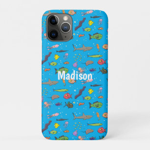 Funny sea creatures cartoon illustration iPhone 11 pro case