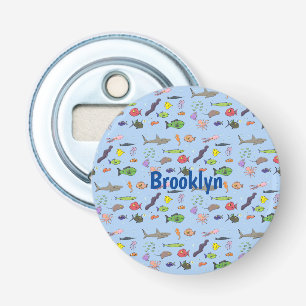 Funny sea creatures cartoon illustration pattern bottle opener