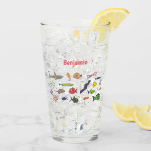 Funny sea creatures cartoon illustration pattern glass